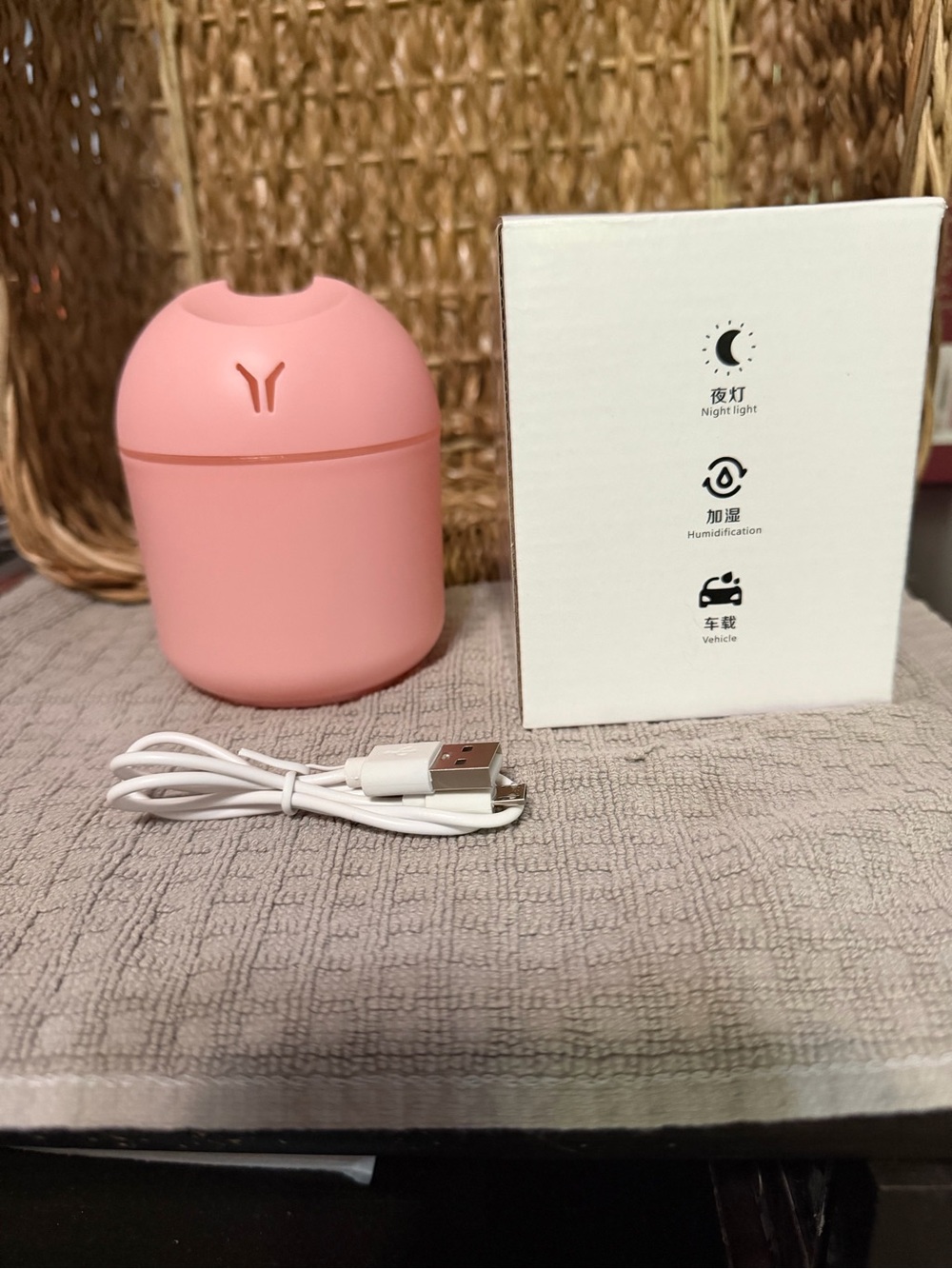 Portable Pink USB Mini Humidifier with Night Light
